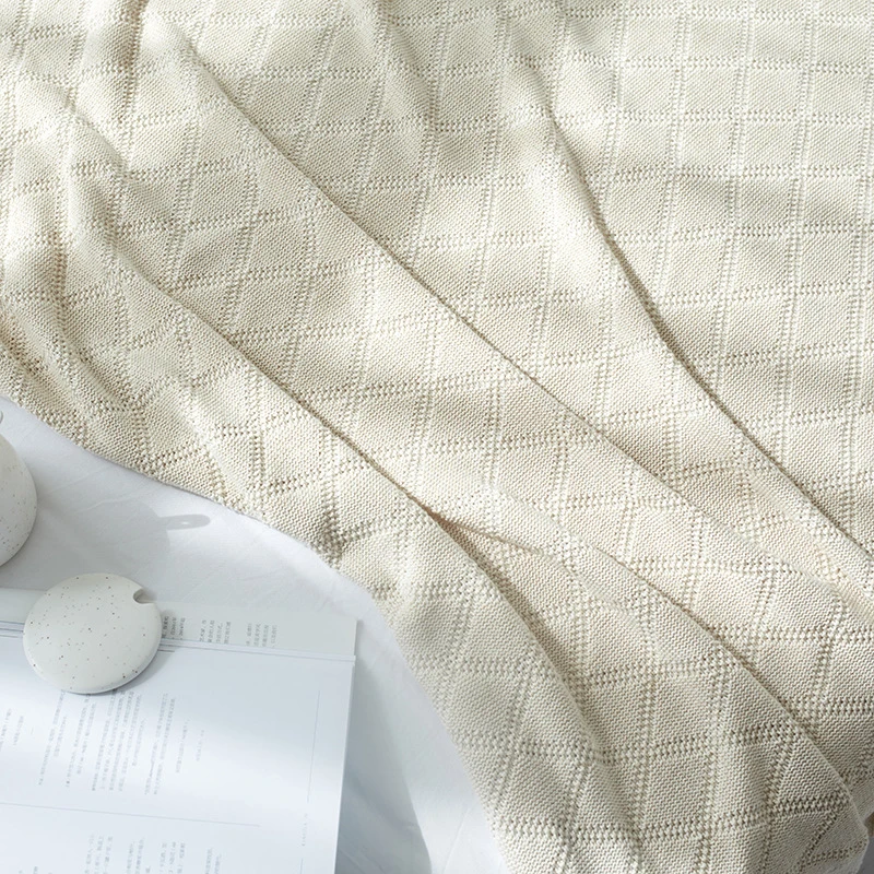 Blanket for Beds Hand-knitted Sofa Cotton Weighted Air Conditioning Spring Autumn Knittted Plaid | Дом и сад