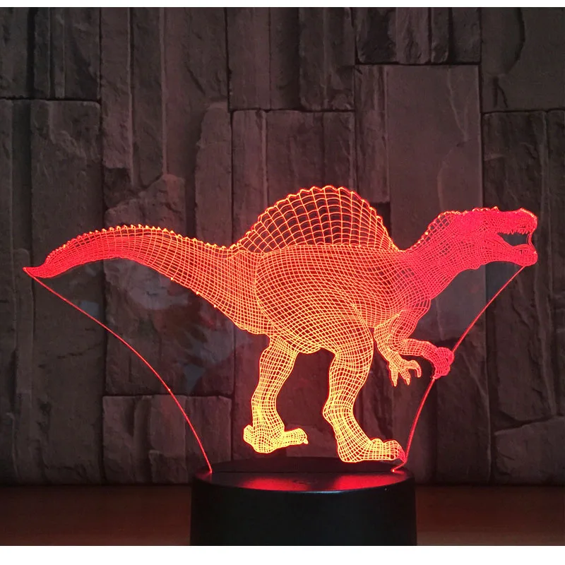 3D светодиодный ночной Светильник динозавр Spinosaurus с 7 цветов светильник для