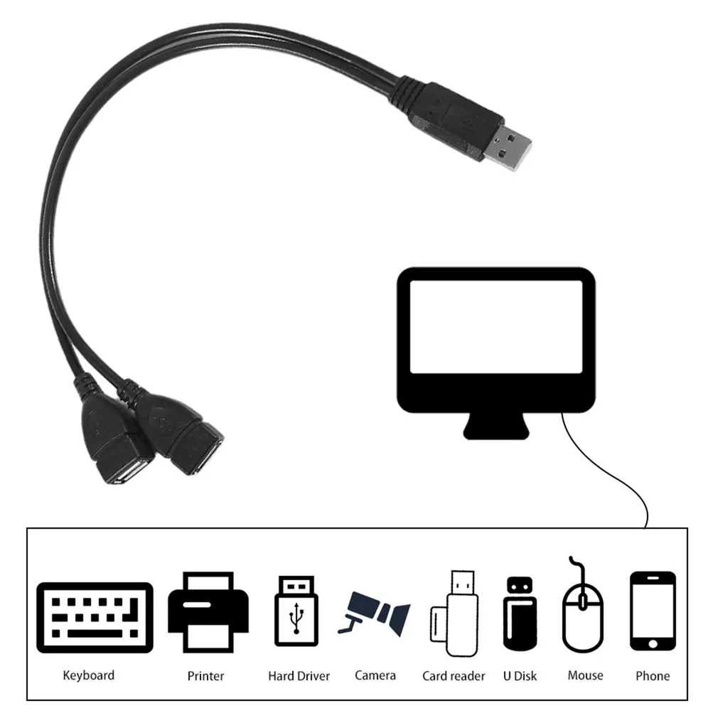 1 шт. USB 2 0 A папа двойной Женский концентратор данных адаптер питания Y сплиттер