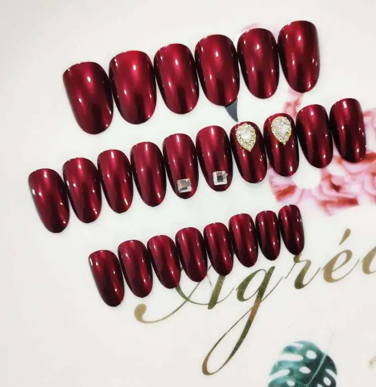 

Beautiful Bride Red Wear Nails 24Pcs Fake Nails Summer Ladies Press On Designed Nail Wear Nails DIY Mycolorlife Nailsart
