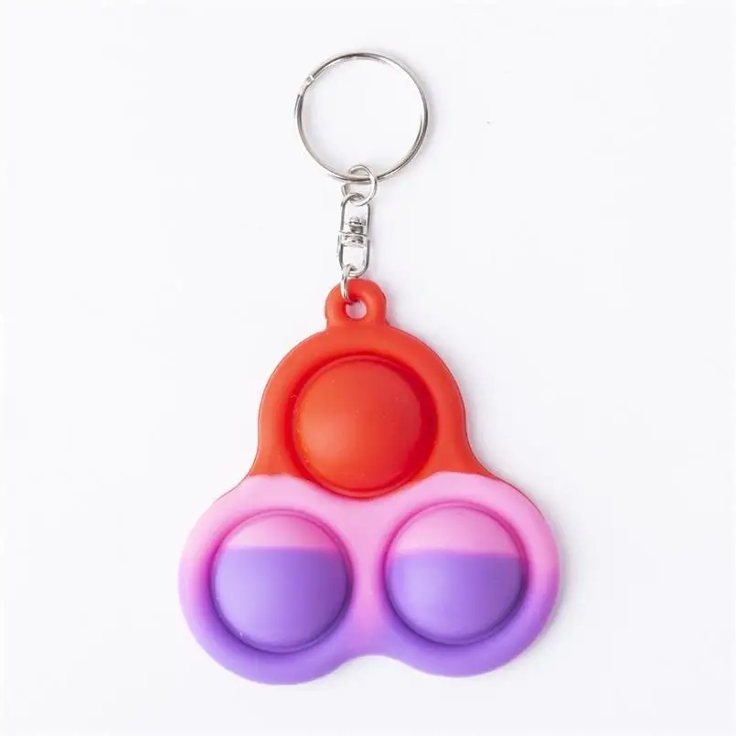 

Fidget Sensory push Simple Dimple keychain push bubble Toys Gradient rainbow triangle silicone Squeeze toy key ring pendant