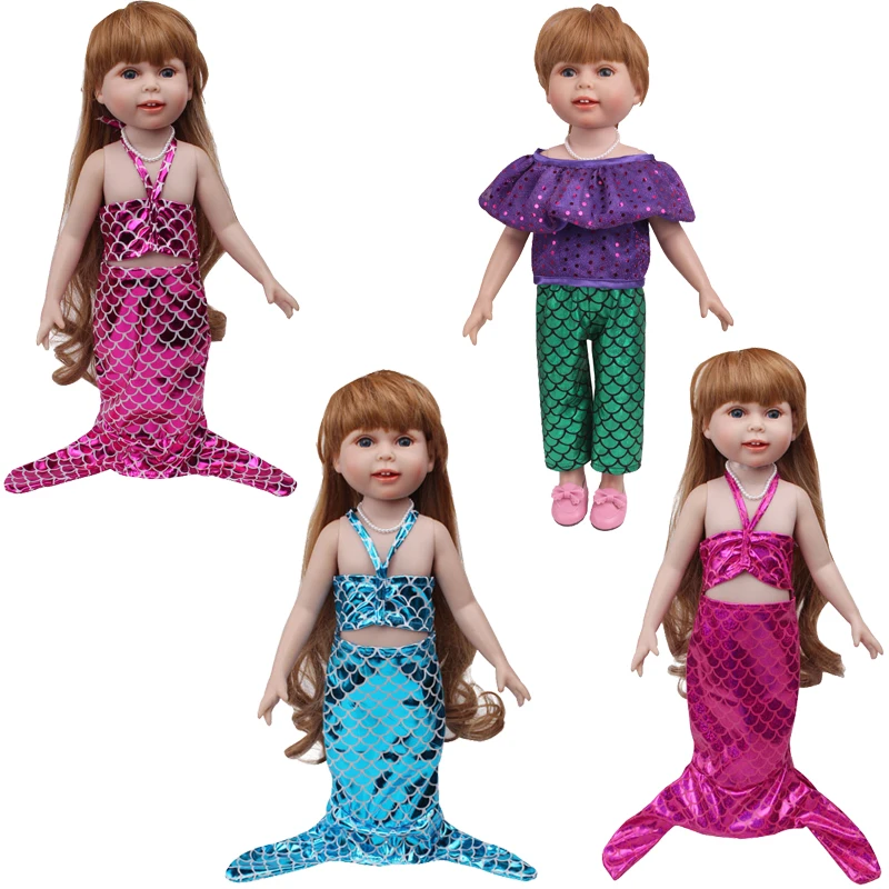 

Shiny mermaid tail outfit Suits For 18 Inch American Doll Girl Toy 43 cm Born Baby Clothes Accessories Our Generation Nenuco