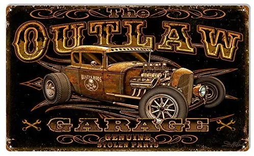 

Outlaw Hot Rod Garage Art Metal Sign by Steve McDonald 20x30cm