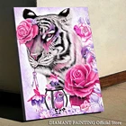 Полностью Квадратный бриллиант, 5D набор для живописи с изображением животных Тигр 5D Сделай Сам Алмазная вышивка крестиком розы мозаика домашний декор искусство