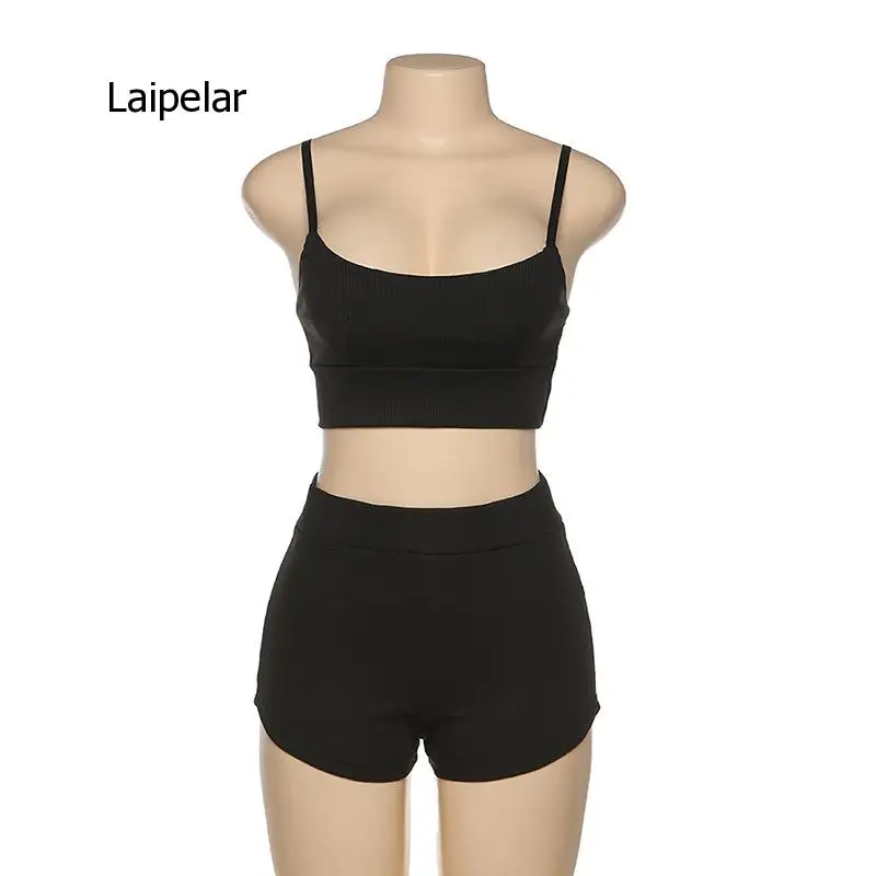 

2021 Summer New Women's Wear Suspender Open Navel Revealing Vest High Waist Buttocks Shorts Slim Suit