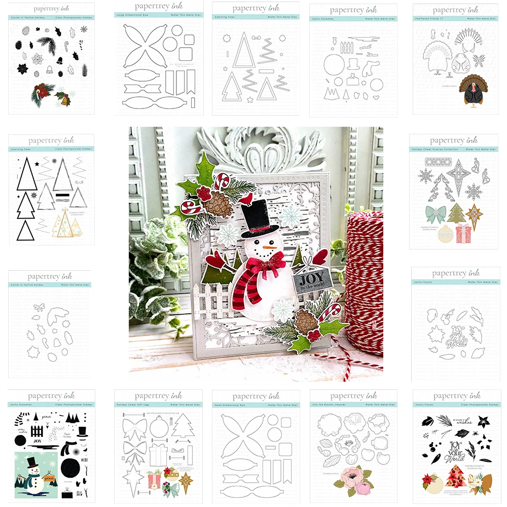 

New Feather Peonies Florals Trees Snowman Holiday Small Large Bow Metal Cutting Dies Stamps Diy Scrapbook Embossing Secoration