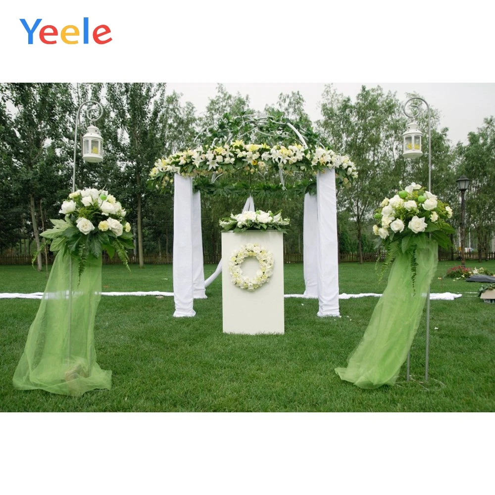 Фон для свадебной фотосъемки Yeele с изображением леса газона занавеса стола