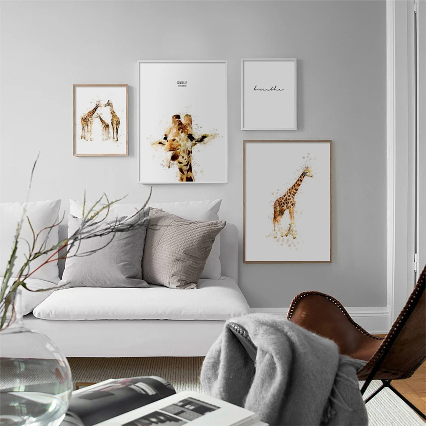 

Mural giraffe painting nordic poster animal living room decoration children room decoration Cartoon Painting canvas painting M45