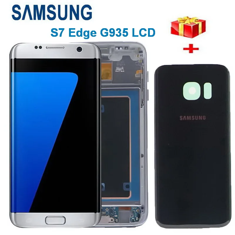 Assembléia + Capa Lcd para Samsung Lcd de Tela Original Galaxy Edge Display G935 G935f Sm-g935fd Toque Digitador Traseira 5.5 s7
