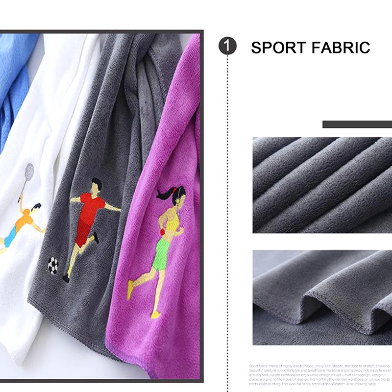 

Fitness Sweat Towel Sports Cartoon Towel 25*110cm Cotton Embroidery Sports Towel Soft Absorbent Yoga Gym Camping Golf