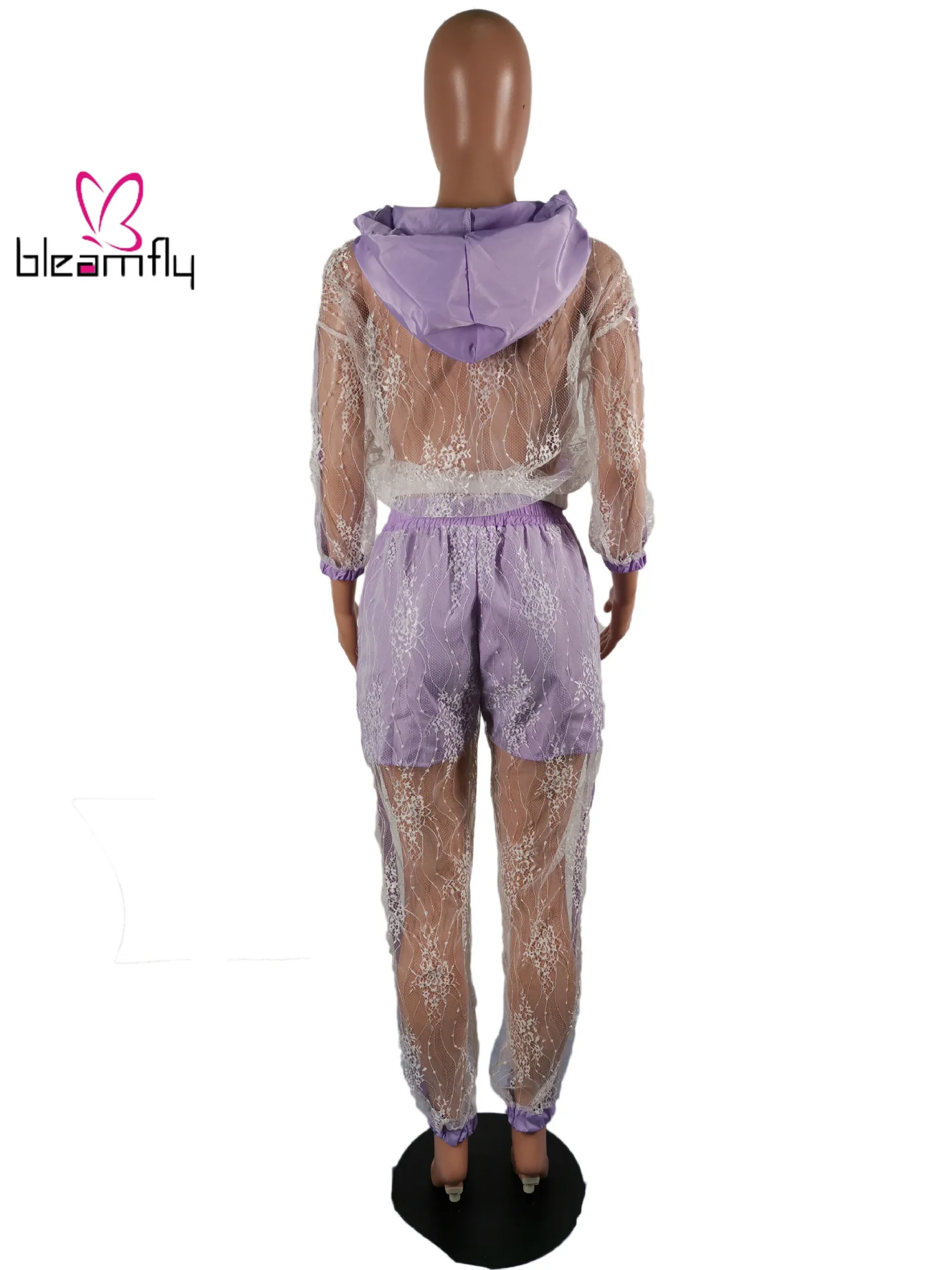 Осенний женский кружевной Тренч с капюшоном брюки карандаш комплект из двух