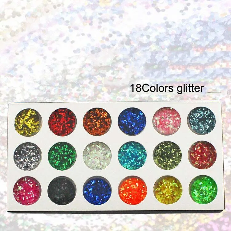 

18Colors Hexagon Glitter sparkle Holographic Powder Dust 18Pots(on Box ) Nail Glitter Fairy Dust Nail Sequins Christmas Glitter