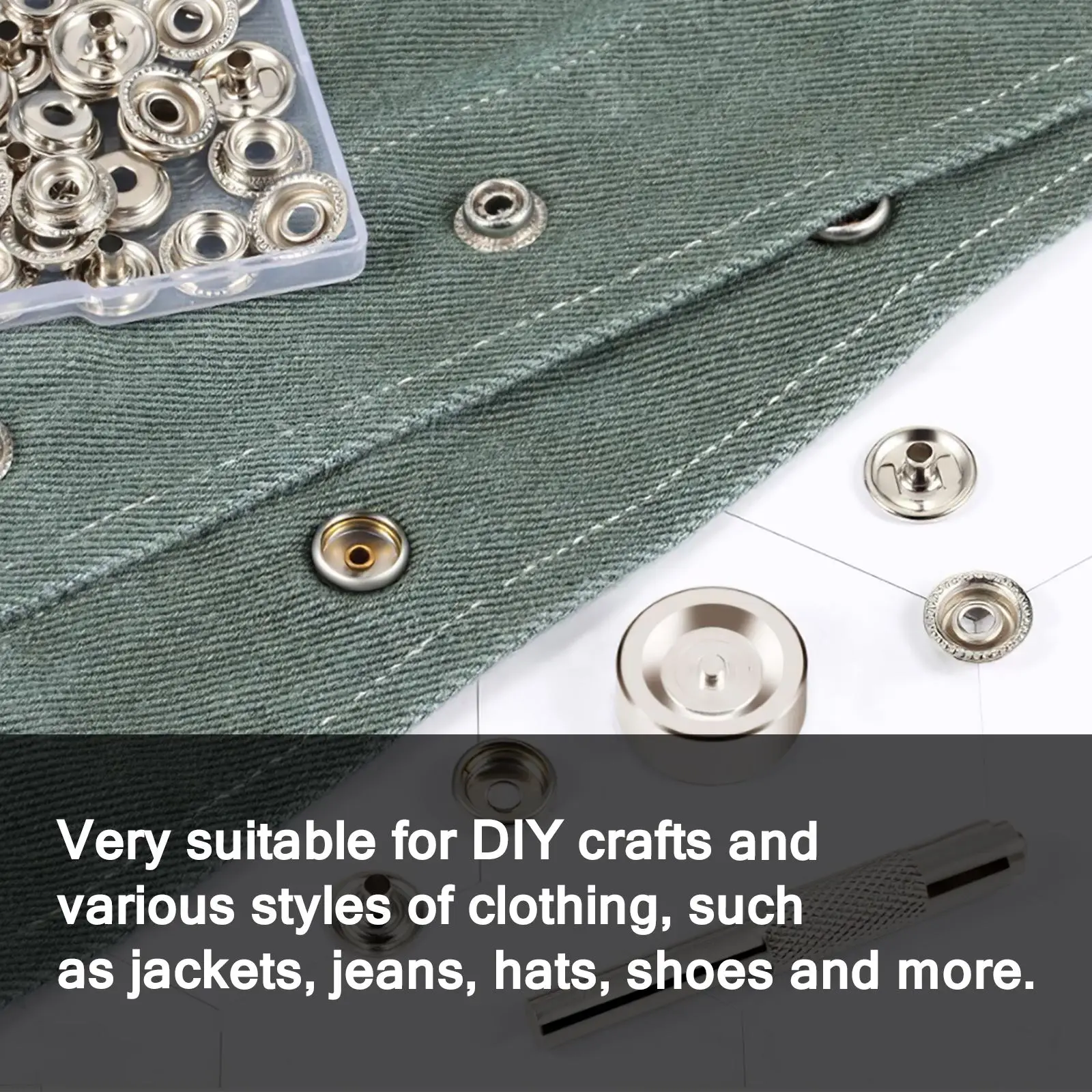 25 Sets Fastener Snaps ( 4 components 25pcs for each) with 3 Setting Tools 15mm/0.59in Stainless Steel Press Studs Fixing | Дом и сад