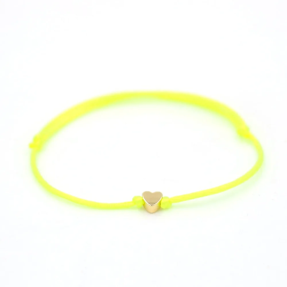 yellow heart Золотой Цвет Медь Сердце Звезда Корона простой Красная Нить струнный браслет для женщин мужчин ювелирные изделия ручной работы - Окраска металла: yellow heart