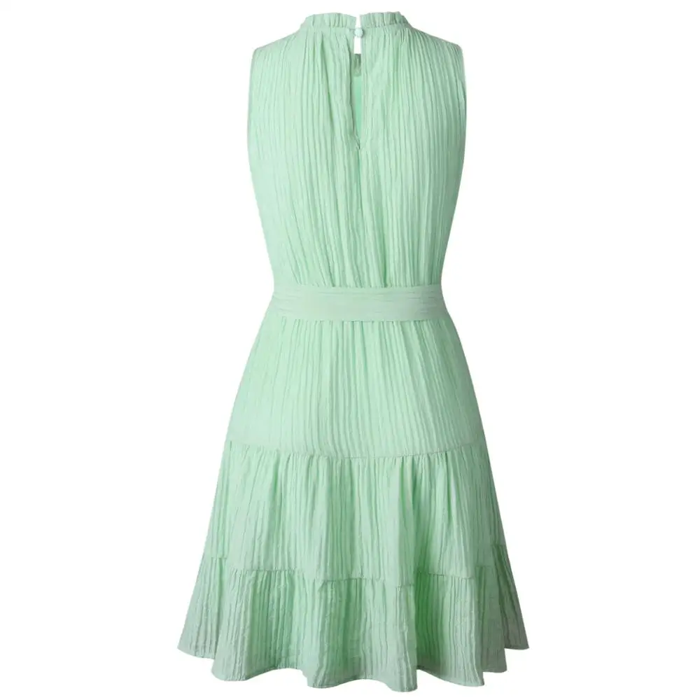 

ER YA ER YUN 2020 Summer sleeveless sexy dress Solid ruched high waist summer dress casual ruffled cotton chic plus size dress