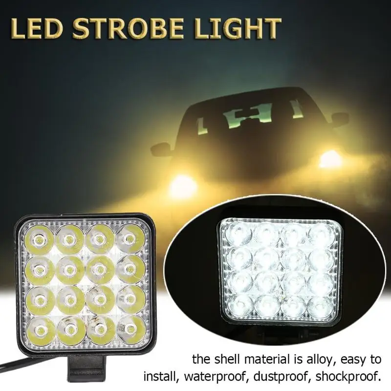Квадратный 48 Вт 16 светодиодный стробоскоп Предупреждение льная лампа для