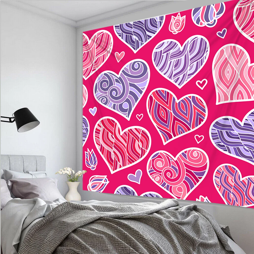 

Red Love Pattern Wall Hippie Tapestry Polyester Home Decor Rug Carpets Hanging Big Couch Blanket