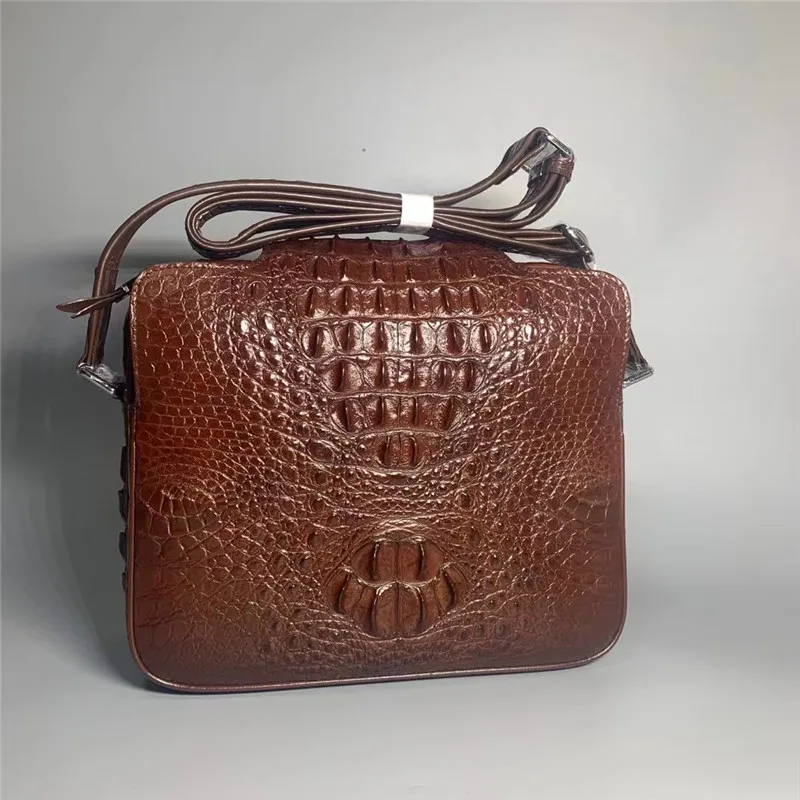 Повседневная стильная мужская черная сумка из натуральной крокодиловой кожи