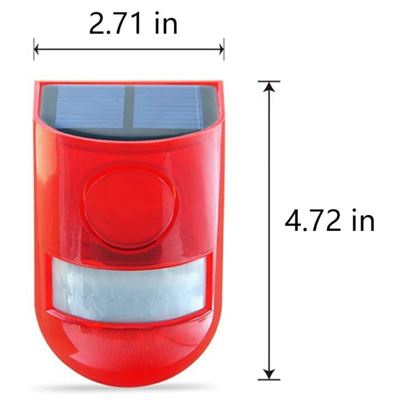 

Solar Motion Sensor Detector Alarm Sound Alarm Led Warning Strobe Red Light Safety Outdoor Waterproof Equipment