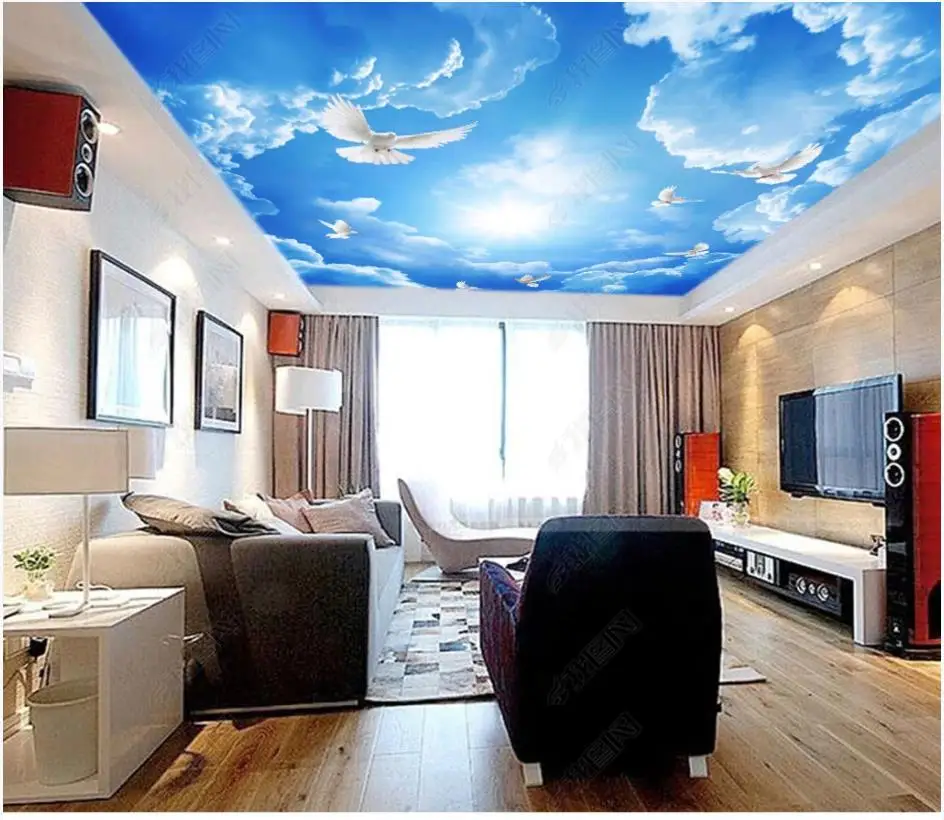 Пользовательские фото обои для стен 3 d потолок Зенит фрески голубое небо белое