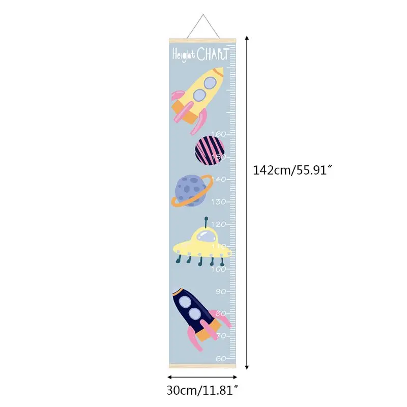 

Cartoon Wood Canvas Baby Kids Measure Height Ruler Children Growth Chart Room Wall Hanging Home Decor 40JC