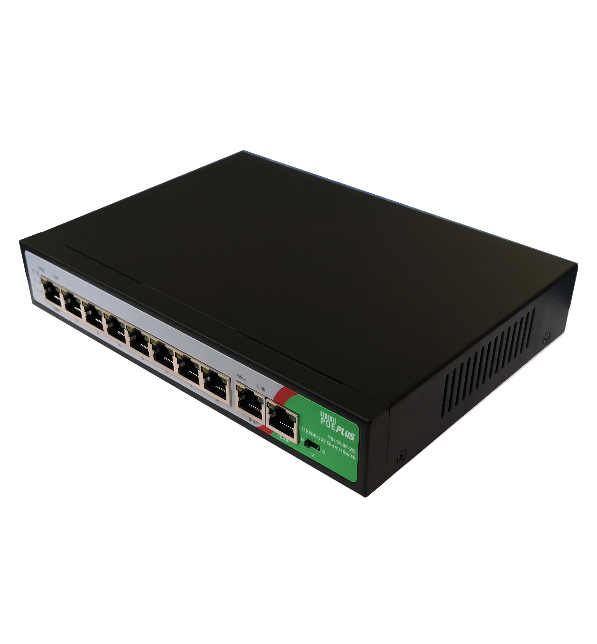 Сертифицированный CE/FCC 8 портов 100 м POE коммутатор с 2 giga uplink 802.3af/at макс. 250 до 60 Вт