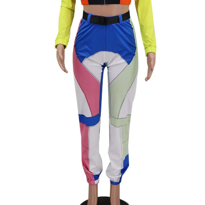Шаровары женские до щиколотки модные контрастные Брюки Капри в стиле пэчворк