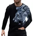 Футболка мужская с 3D-принтом Пантеры, свободная дышащая рубашка с длинным рукавом, в стиле хип-хоп, с принтом животных, черная, на осень