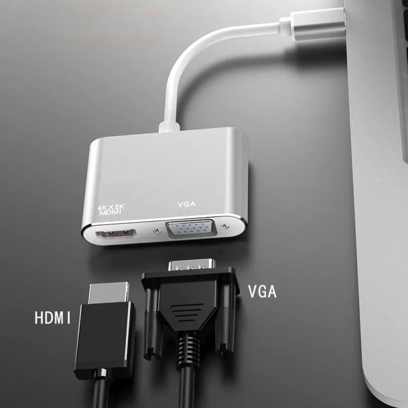 Универсальный адаптер Type-C-HDMI 4K VGA USB видеоадаптер шнур совместимый с