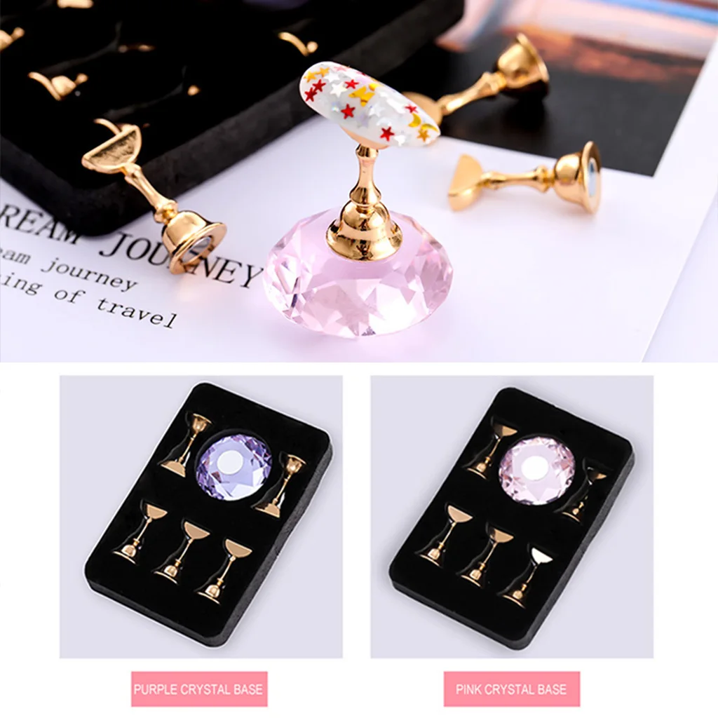 1 Set Magnetic Nail Art Practice Training Display Stand Acrylic Crystal Holders Alloy False Tip DIY Showing Shelf Tools |