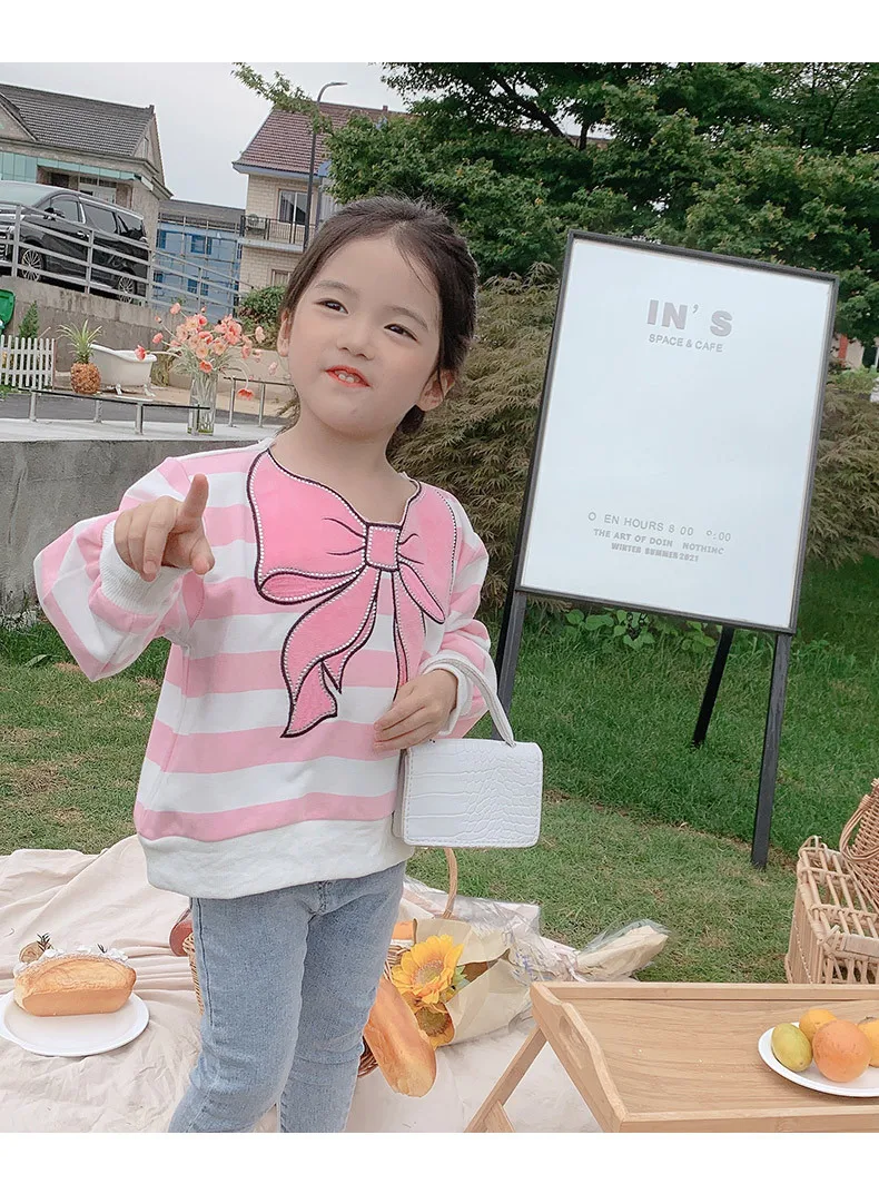 Детская толстовка с бантом новая весенняя Толстовка длинным рукавом для