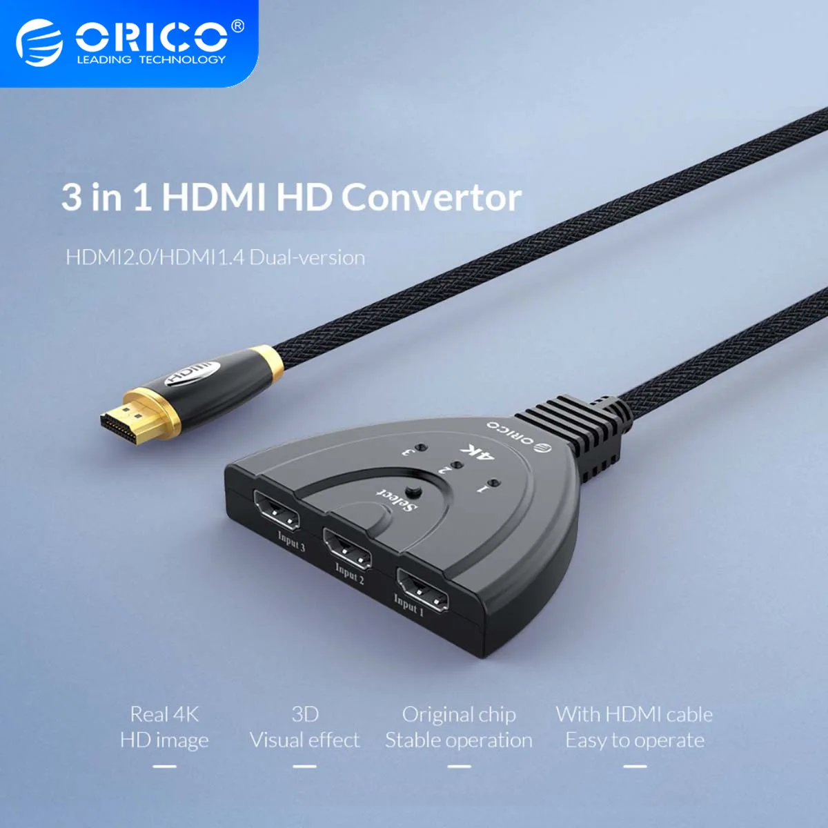 ORICO HDMI сплиттер 3 в 1 выход 4 к коммутатор с инфракрасным пультом дистанционного