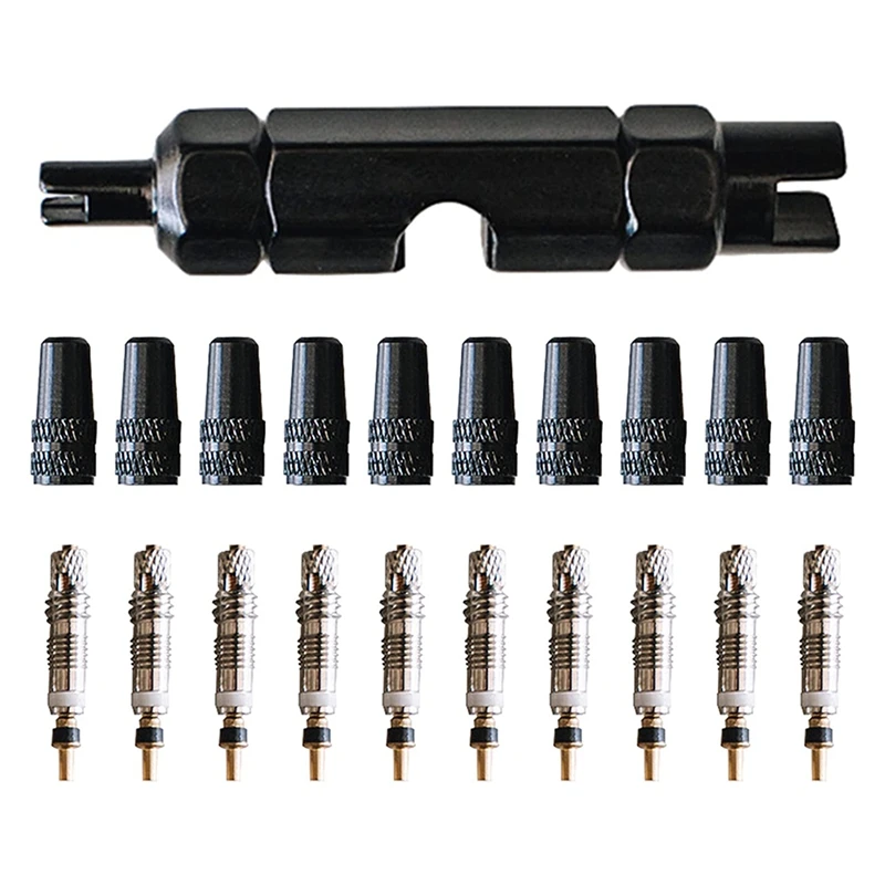 

Presta Valve Core Bike Kit-Presta Valve Caps Presta Tool Removal-Tubeless Tire Valve Repair For MTB And Road Bicycle
