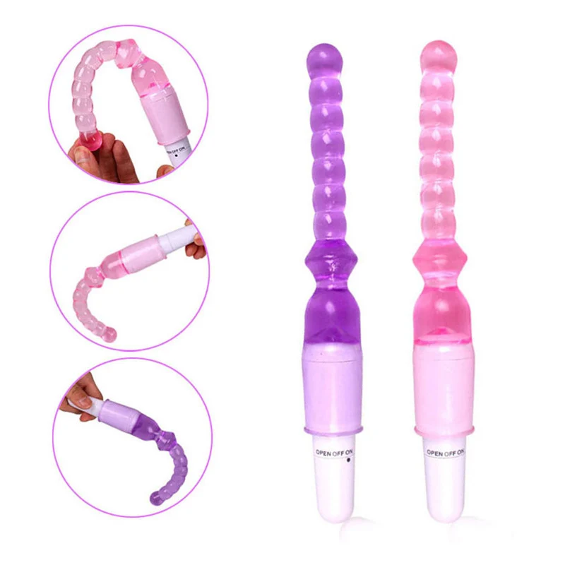 Анальная пробка фаллоимитатор вибратор палочка длинные бусины силиконовый