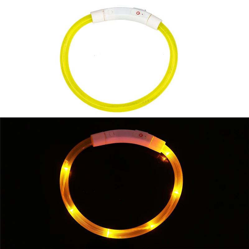 Yellow C USB Перезаряжаемый светильник, ошейник для собак, светодиодный светильник для собак, светящийся ошейник для домашних животных с ночной зарядкой, ошейник для маленьких и средних больших собак - Цвет: Yellow C