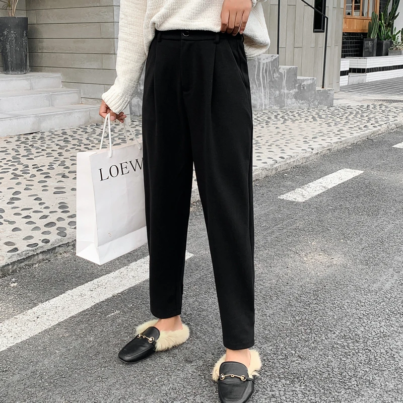 Осень и зима 2021 свободные брюки с завышенной талией Широкие штаны прямые до