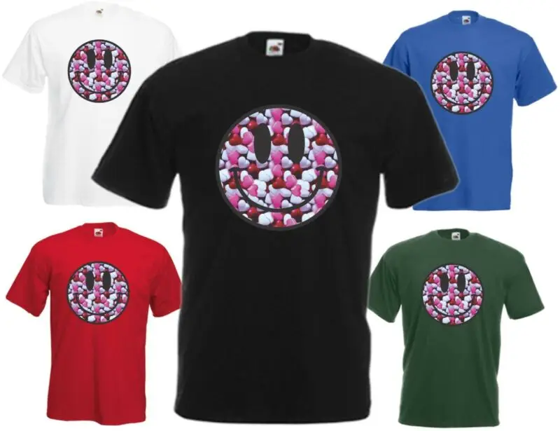 Con Cuori Rave Faccia футболка крутая Sorridente Maglietta Acido Maglia Commedia|Мужские футболки| |