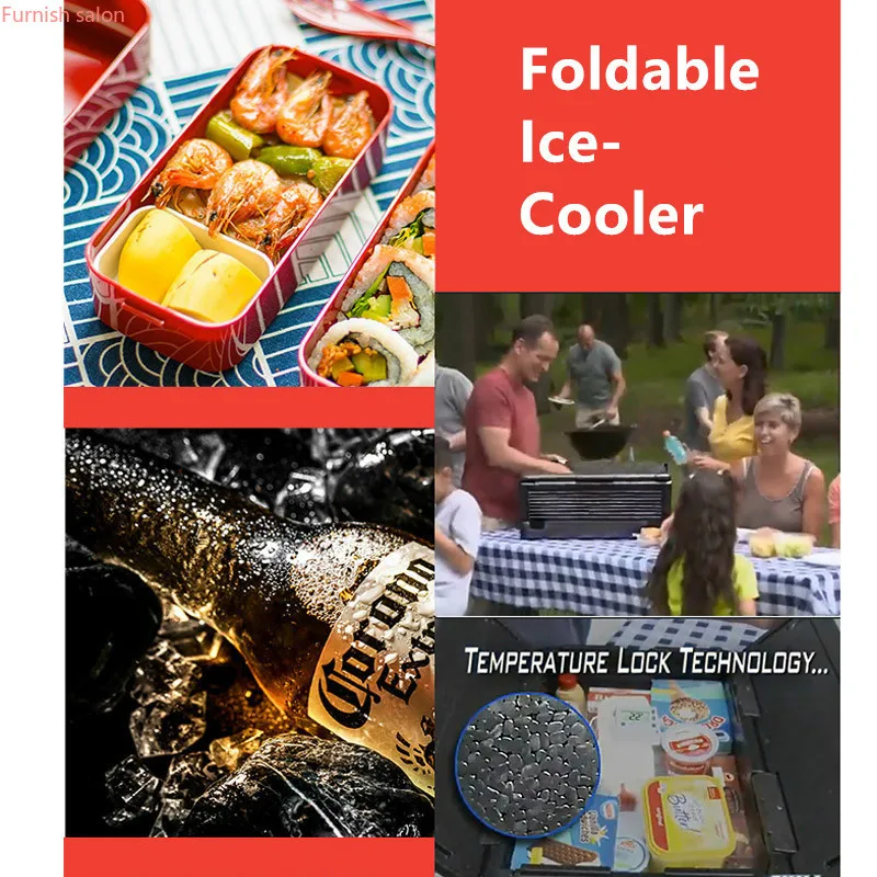 60L Portable Collapsible Chill Chest Cooler Outdoor Insulation Storage Box Waterproof for Picnics Beach Trips