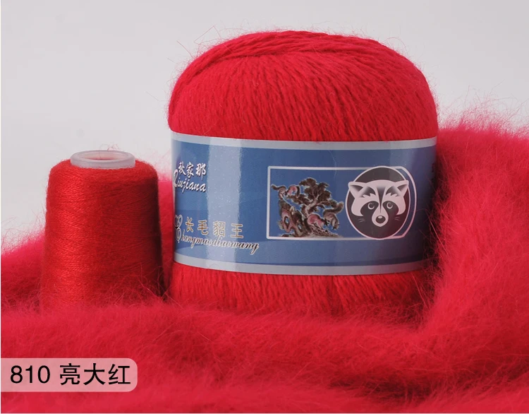 810 red 50+ 20 г/комплект длинная плюшевая норковая кашемировая пряжа, не скатывается, хорошее качество, ручная вязка, вязаная кофта с шарфом, подходит для женщин - Цвет: 810 red