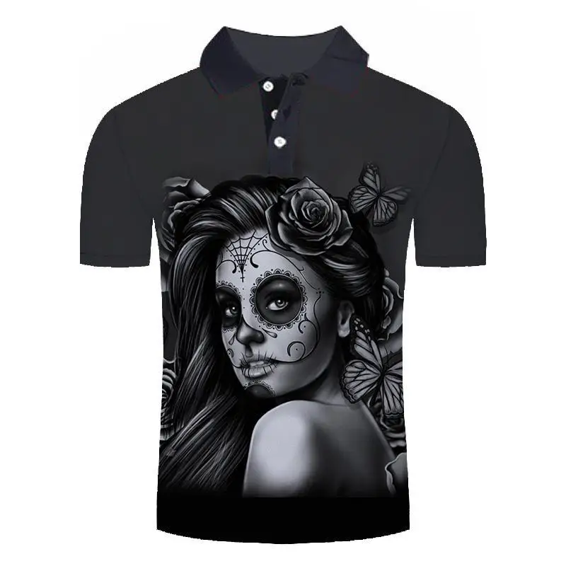 Новинка 2019 мужские поло в стиле панк 3D цветочные принты Пекинская опера летние