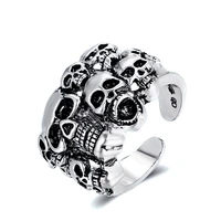 wangaiyao new fashion personality retro gothic skull ring punk exaggerated alloy open ring trend street men and women birthday g