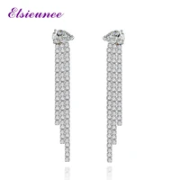 elsieunee 925 sterling silver brilliant pear cut simulated moissanite diamond tassel long drop earrings for women fine jewelry