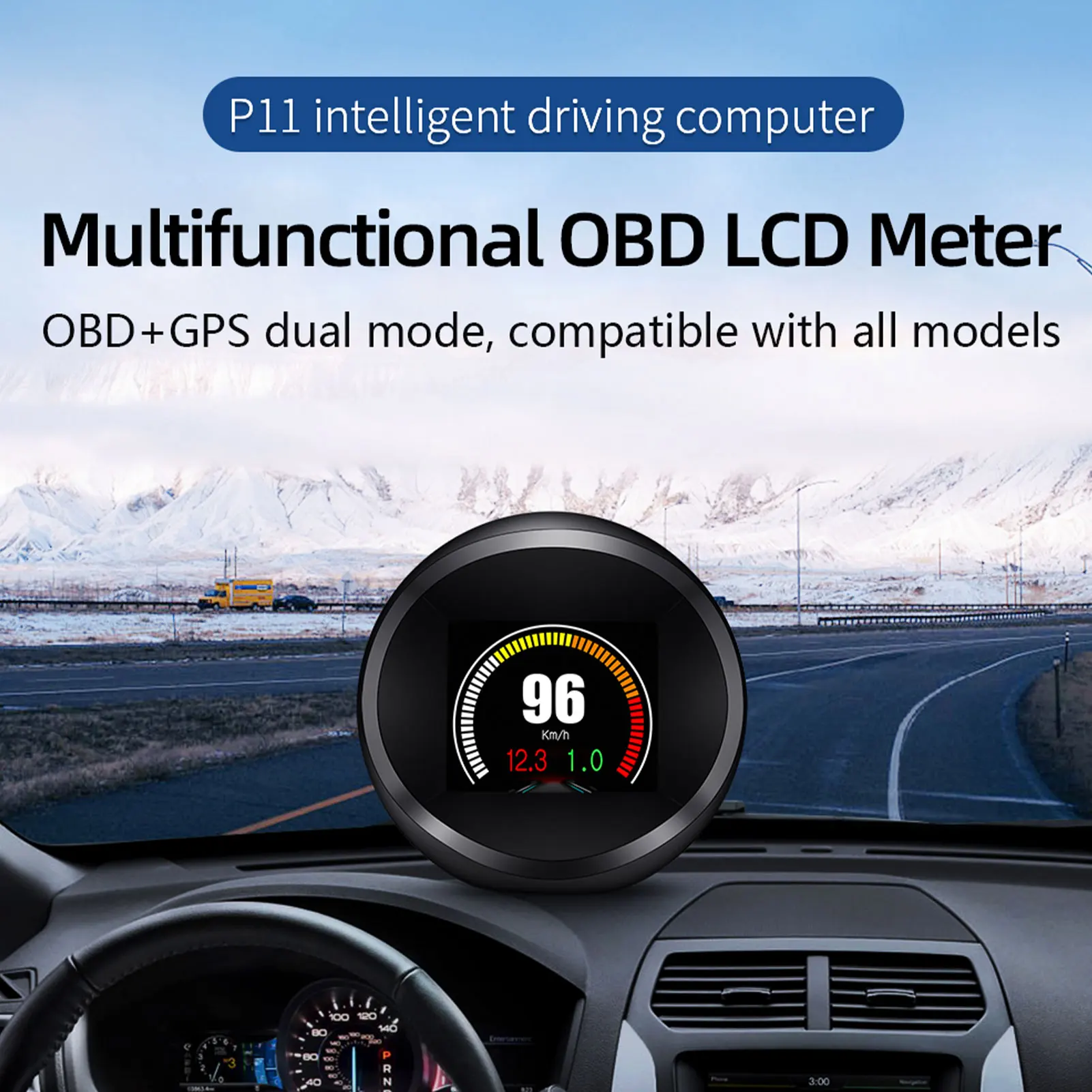 

Smart P11 Car HUD Head-up Display Kit 65.5*65*65mm OBD And GPS System Security Alarm Car General Accessories