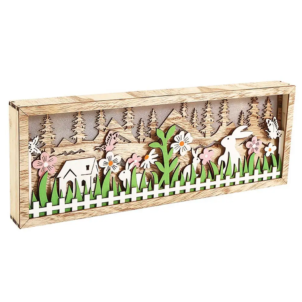 

Декор Пасхальный кролик, украшения для стола, искусственные декоративные украшения с подсветкой, окрашенные кролики, цветы, фоторамки