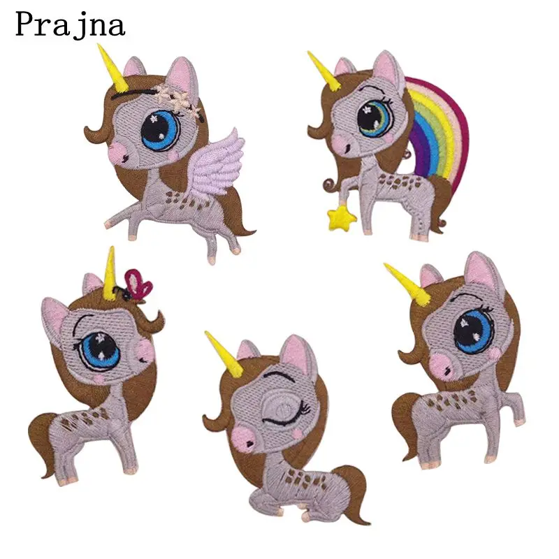 Мультяшная Милая нашивка Prajna с единорогом волшебные радужные вышитые нашивки