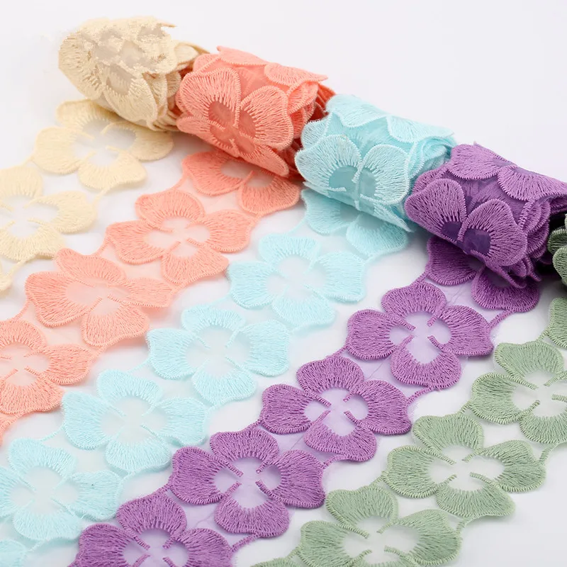 Водорастворимая кружевная отделка белая фототкань Цветочная вышивка