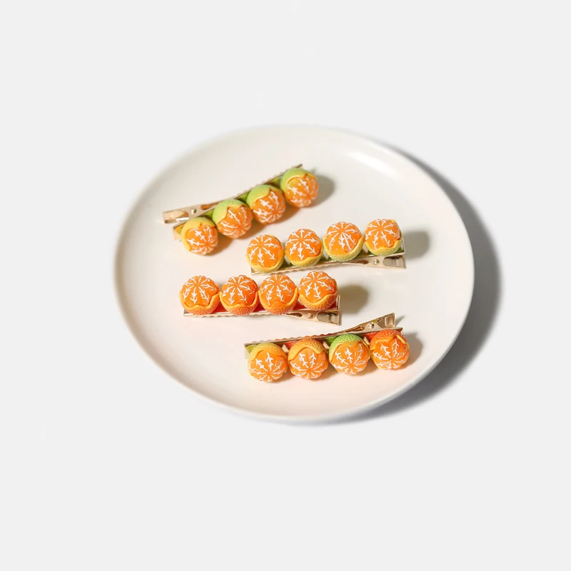 

Моделирование фрукты зажим для волос половина-очищенные оранжевый заколка для волос, милая девушка боковой зажим для фруктов с соской клип ...