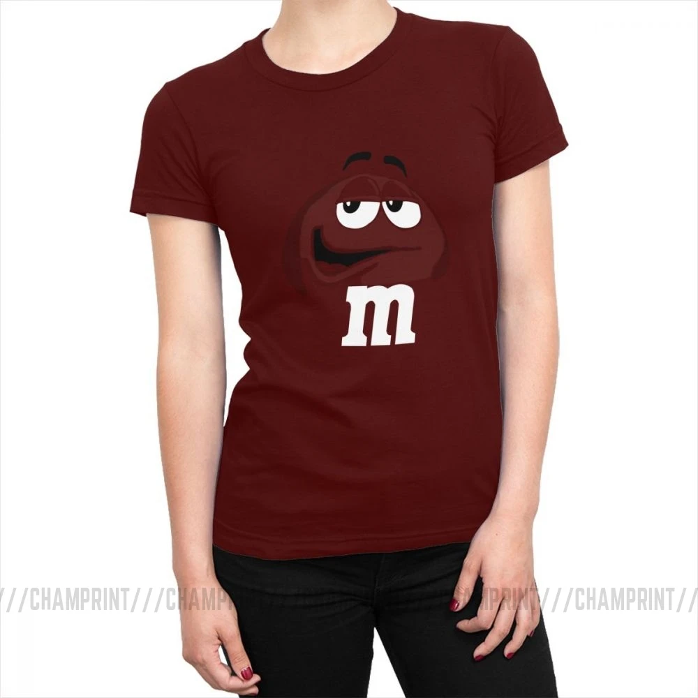 Бургундия M& M's Chocolate Candy, топы, футболки с персонажем, Новая модная женская футболка, Harajuku, хлопковая Футболка для женщин, забавная одежда - Цвет: Бургундия