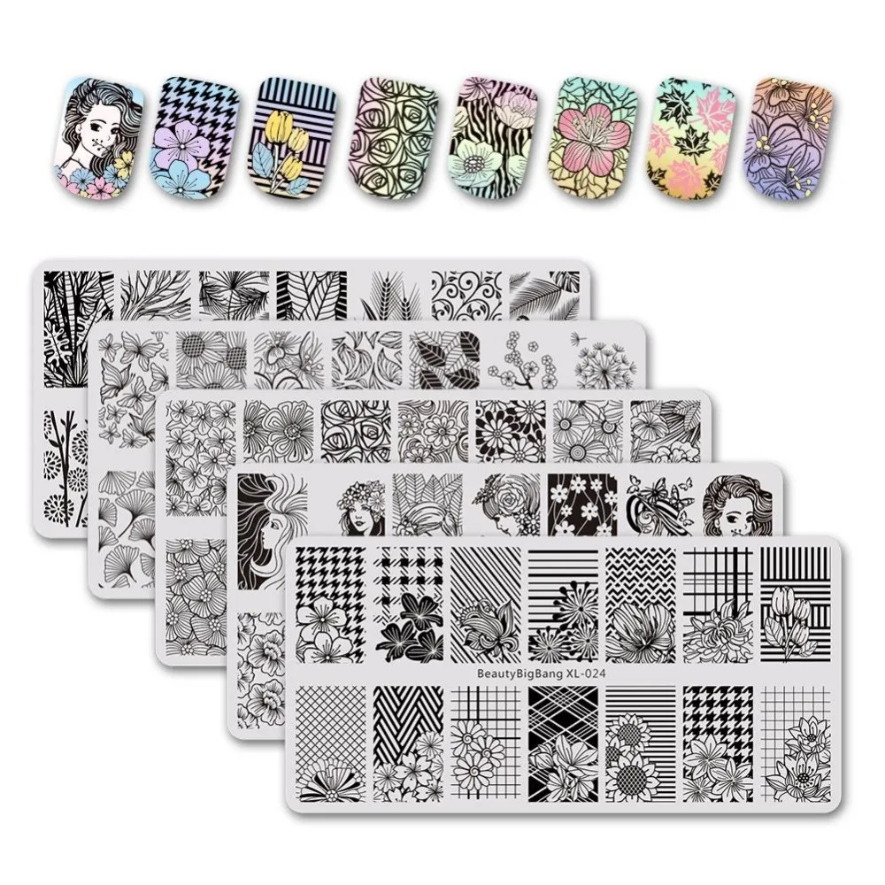 

Nail BeautyBigBang Sunflower Stamping Plate Autumn Lotus Stamp Nail Art Template 14 Plant Pattern Nail Stencils
