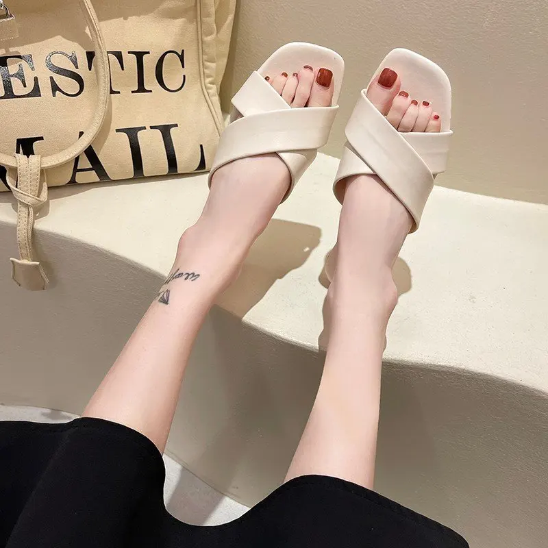 

Summer Shoes Slides Women High Quality Weave Open Toe Flat Casual Slipper Leisure Flat Sandal Female Beach Flip Flops House 2021